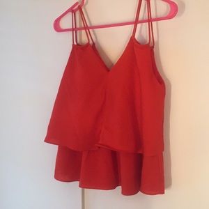 Red orange flowy tank Francesca’s Collection